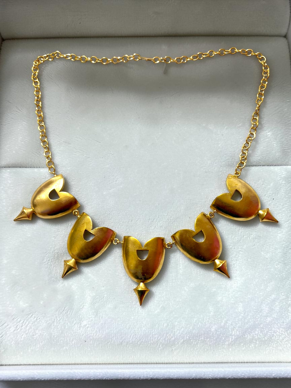 Elara Premium Sculptural Brass Necklace Jewelry Set (Necklace, Earrings, Ring)