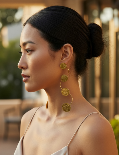Devayana Coins Statement Brass Dangler Earrings
