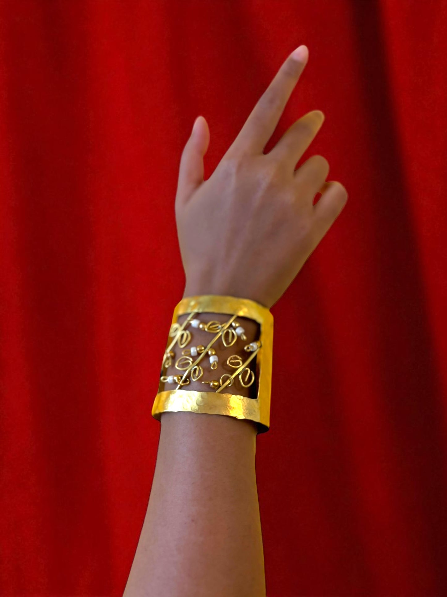 Flower Garden Brass Cuff Bracelet