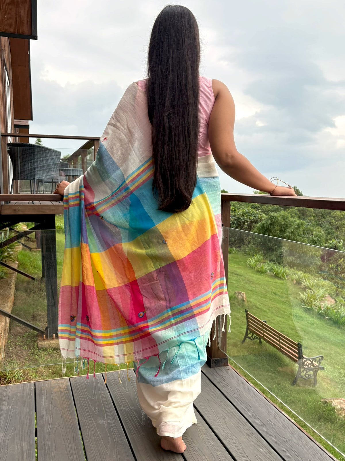 Rangini Hand-Embroidered Cotton Saree