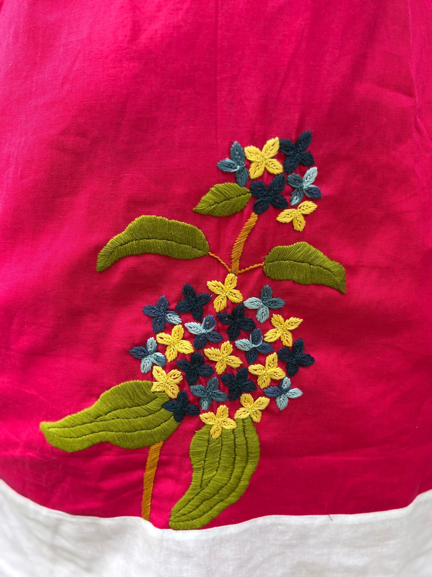 Sarang Antifit Sleeves Embroidered Cotton A-line Dress - Pink