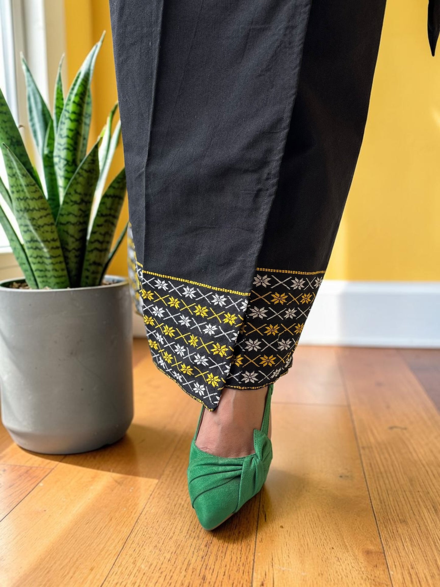 Naobi Assamese Cotton Wrap Skirt - Black