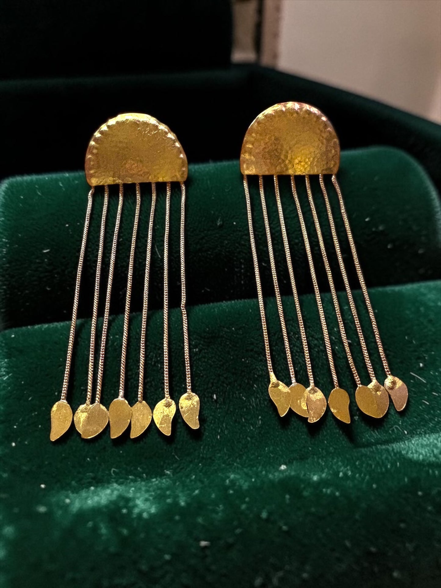 Athena Chain Brass Dangler Earrings
