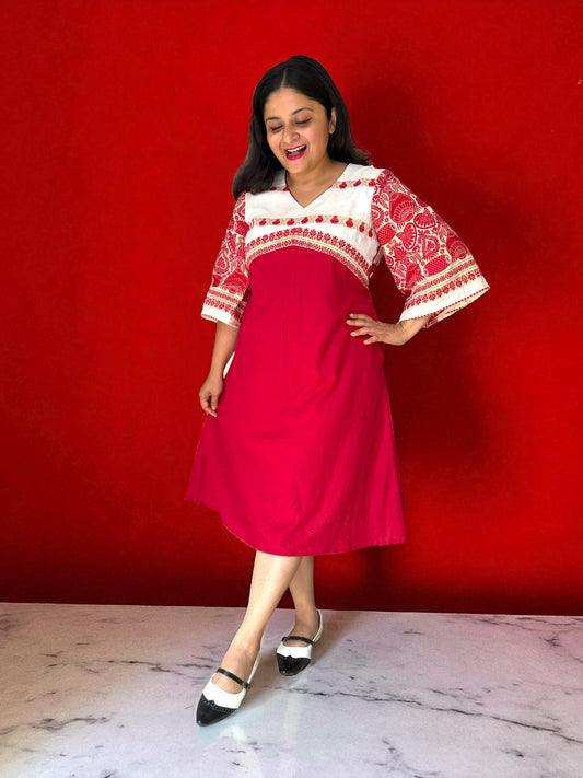 Atiya Assamese Cotton A-line Dress