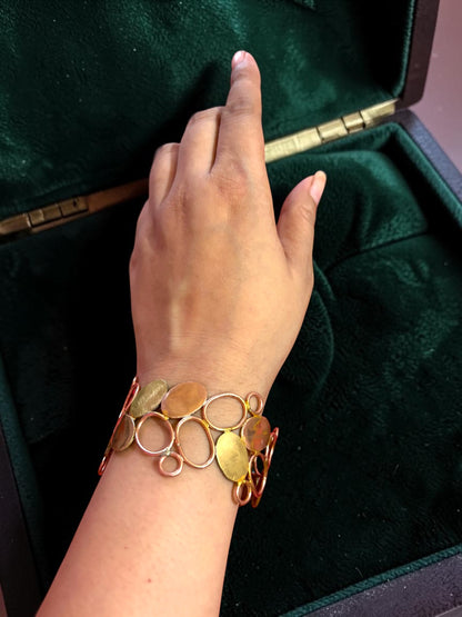 Abstract Circles Brass Dangler Earrings Jewelry Set (Earrings, Bracelet, Ring)