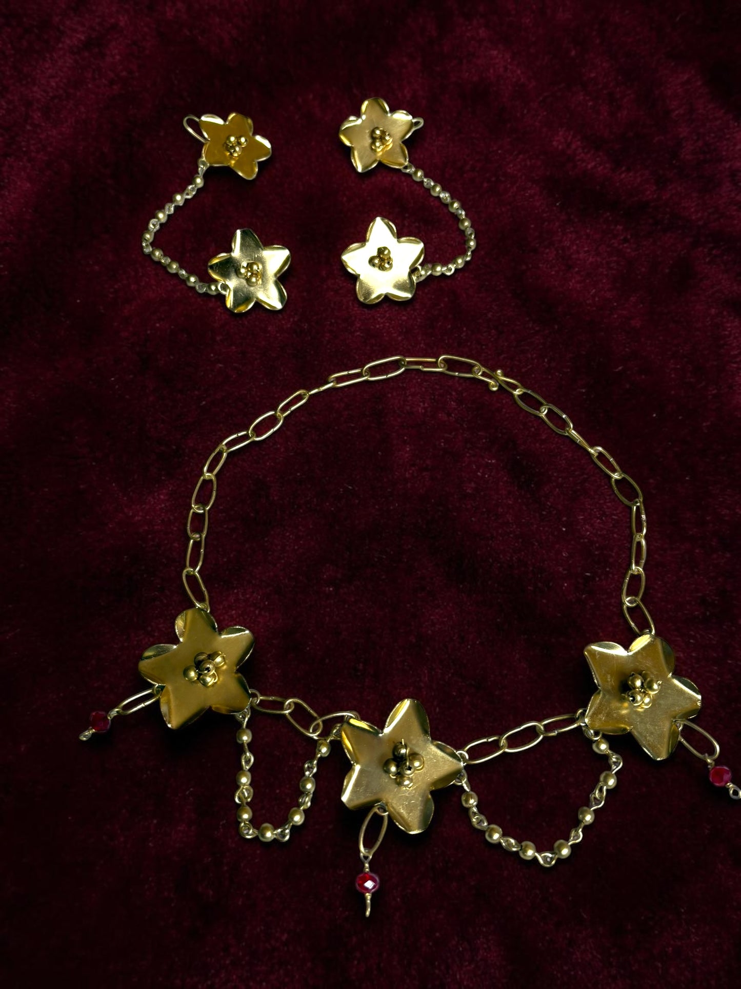 Bangaliana Brass Choker Necklace Jewelry Set (Necklace, Earcuffs)
