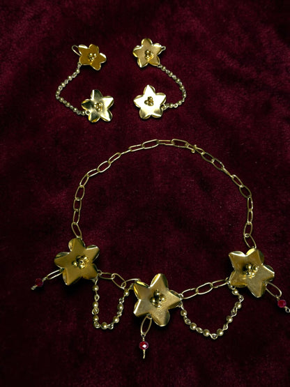 Bangaliana Brass Choker Necklace Jewelry Set (Necklace, Earcuffs)