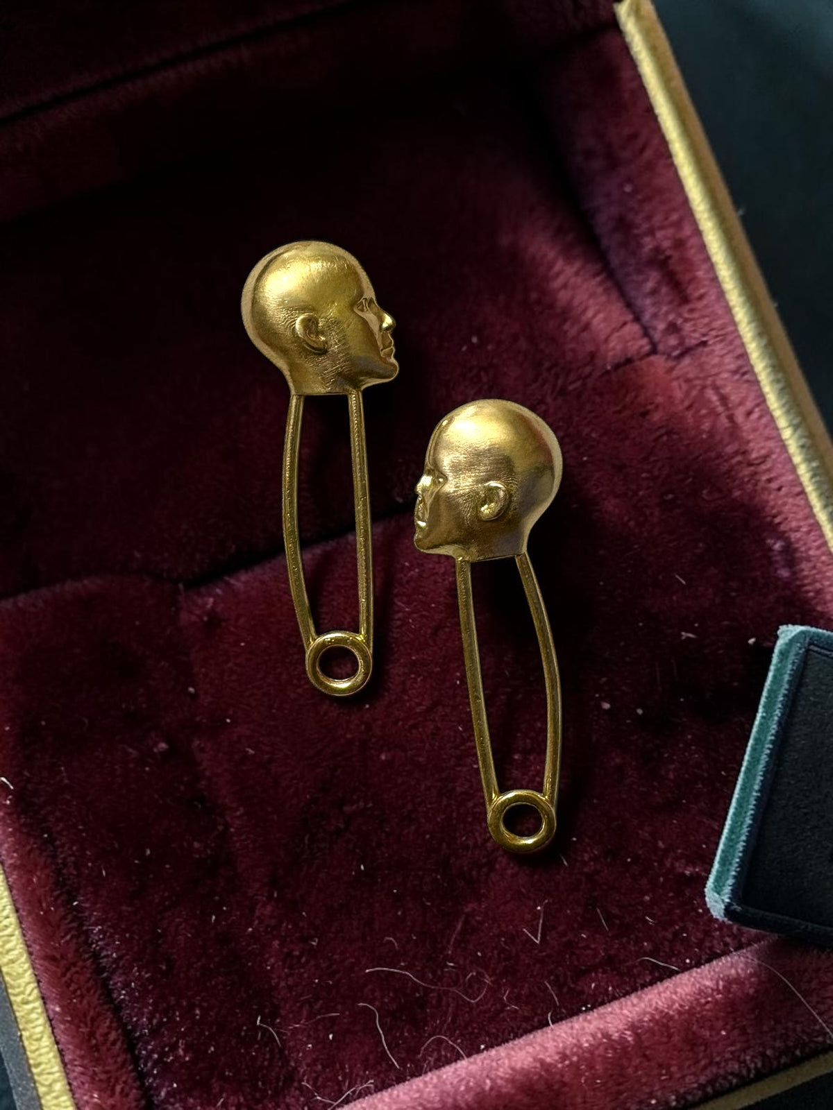 Safety Person Premium Sculptural Brass Dangler Earrings