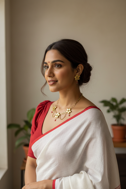 Bangaliana Brass Choker Necklace Jewelry Set (Necklace, Stud Earrings)