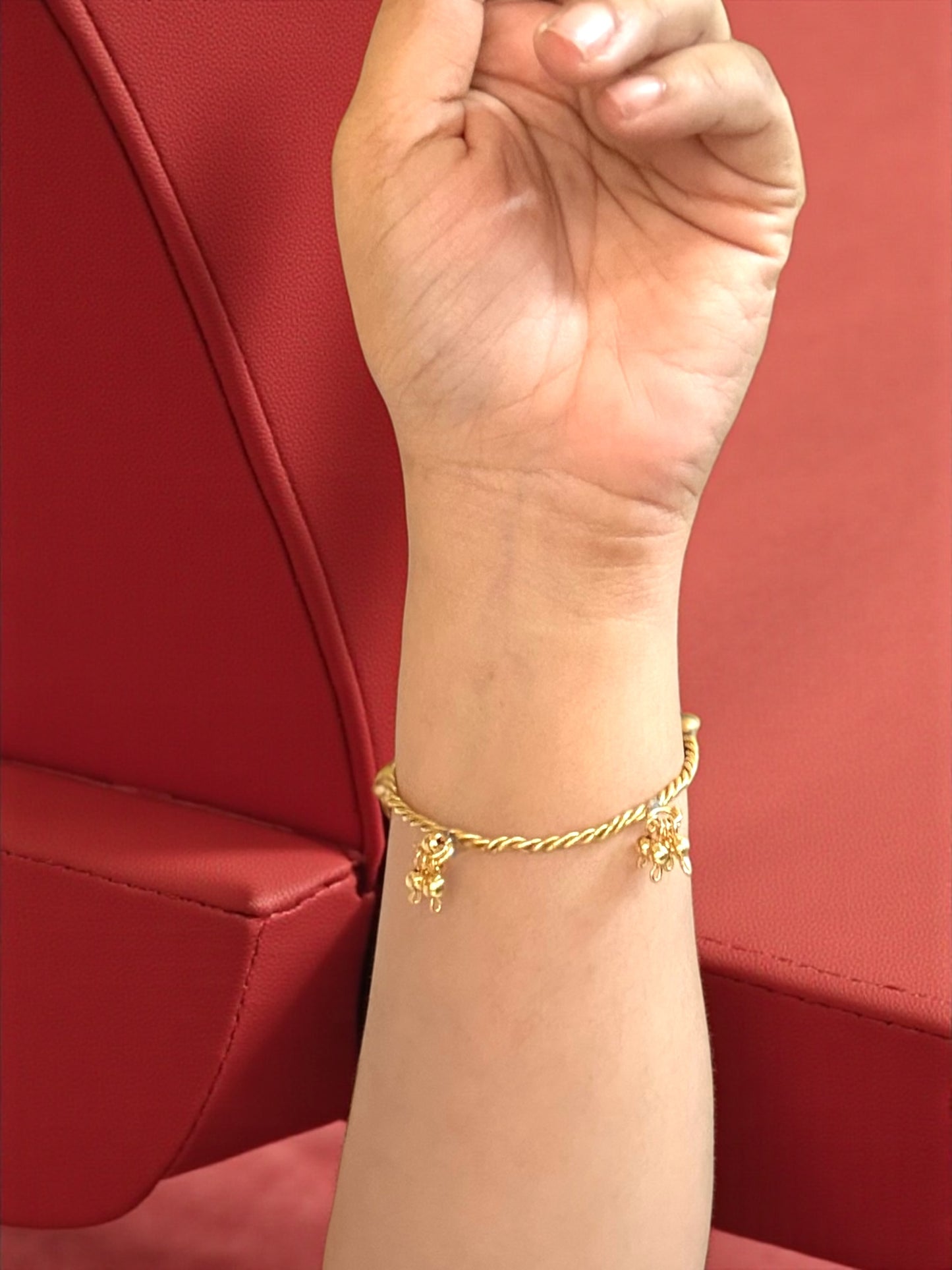 Minimalist Ghungru Beads Brass Bracelet