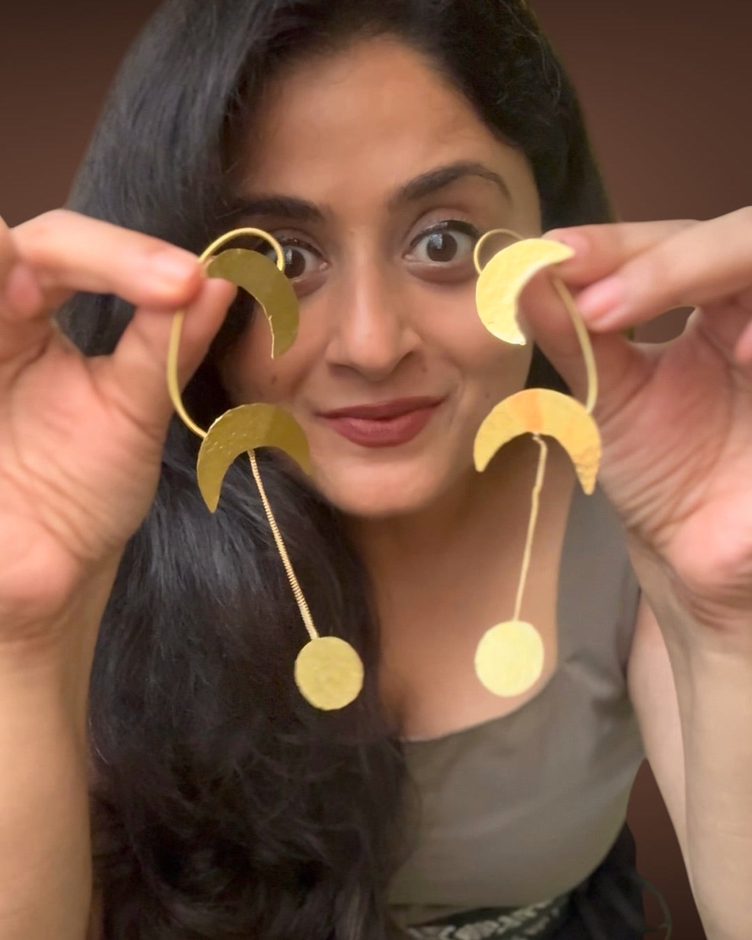 Moon No- Piercing Brass Earcuff Earrings
