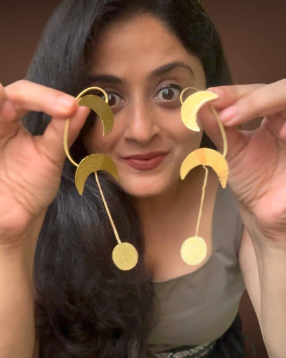 Moon No-Piercing Brass Earcuff Earrings