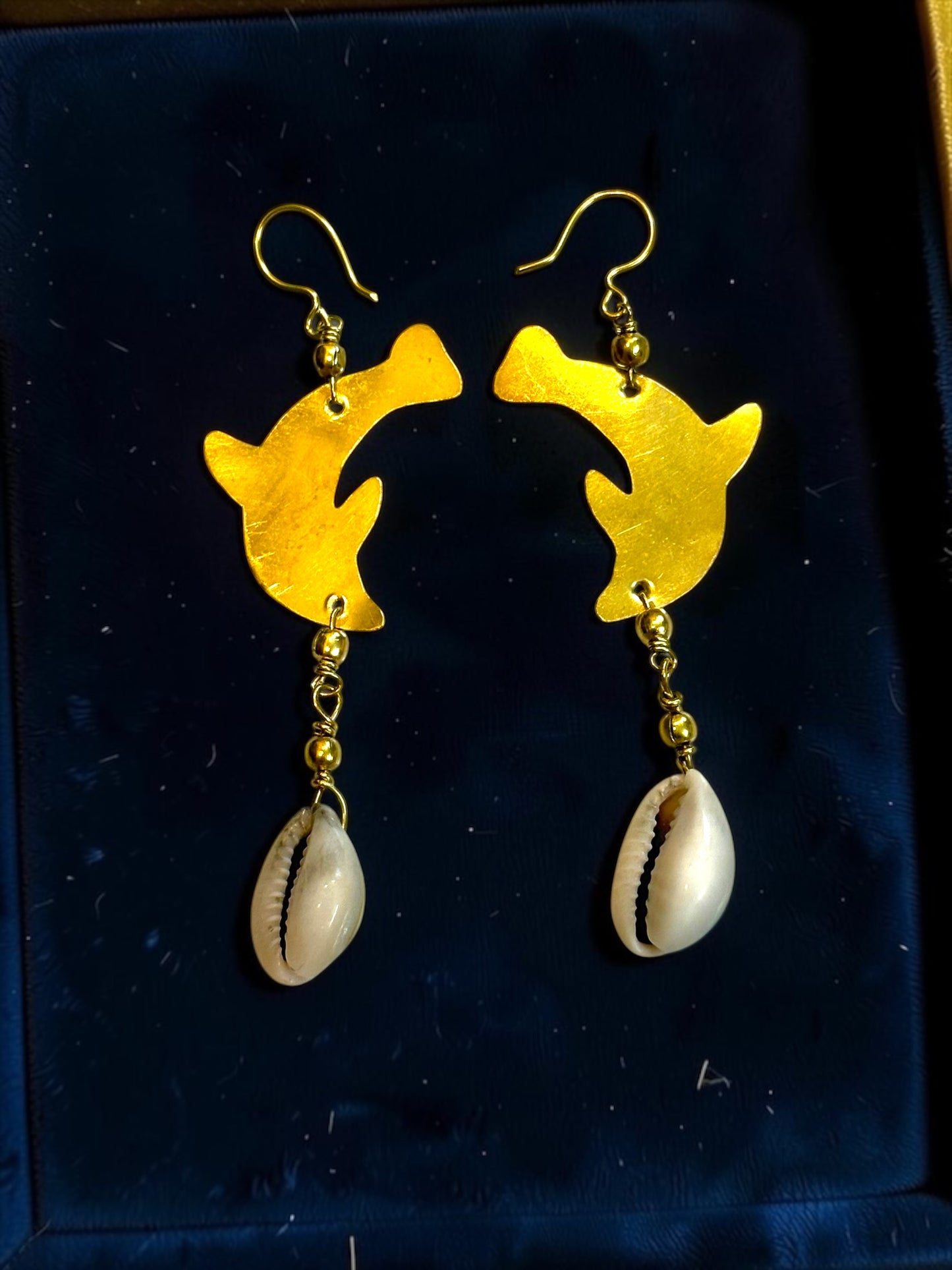 Dolphin Corrie Beaded Brass Dangler Earrings