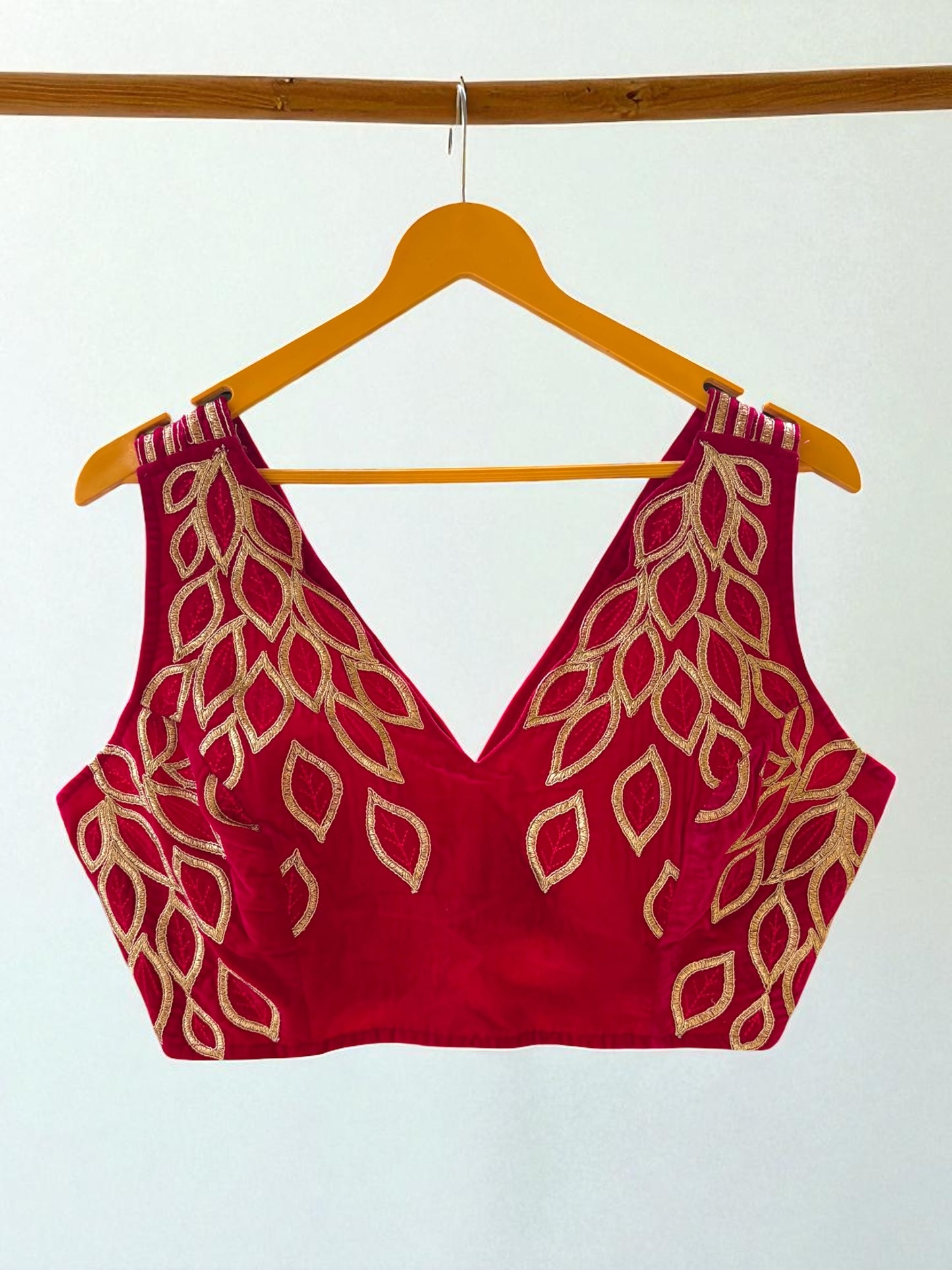 Dilruba Zardosi Embroidered Sleeveless Velvet Blouse - Maroon
