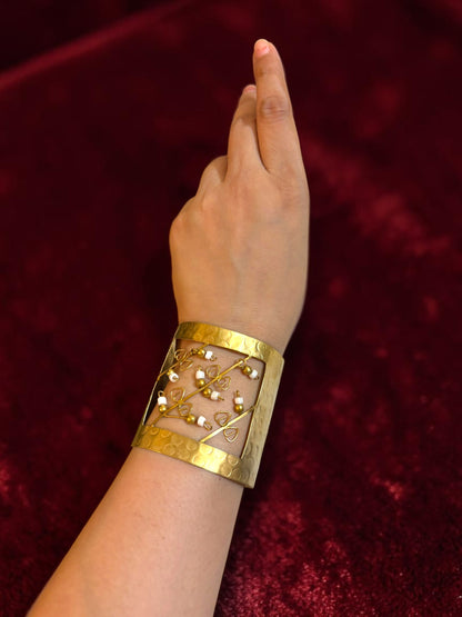 Flower Garden Brass Cuff Bracelet