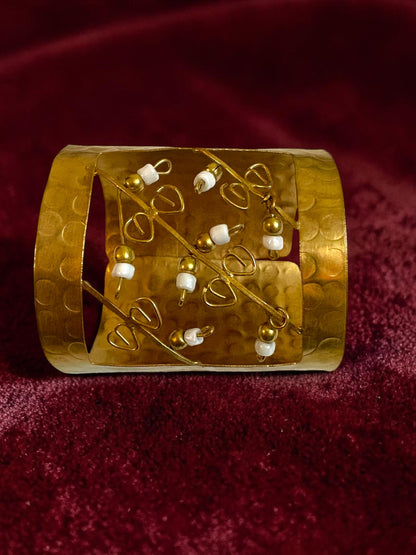 Flower Garden Brass Cuff Bracelet