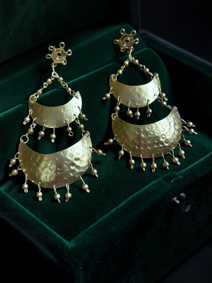 Dwitiya Chandni Moon Brass Statement Dangler Earrings