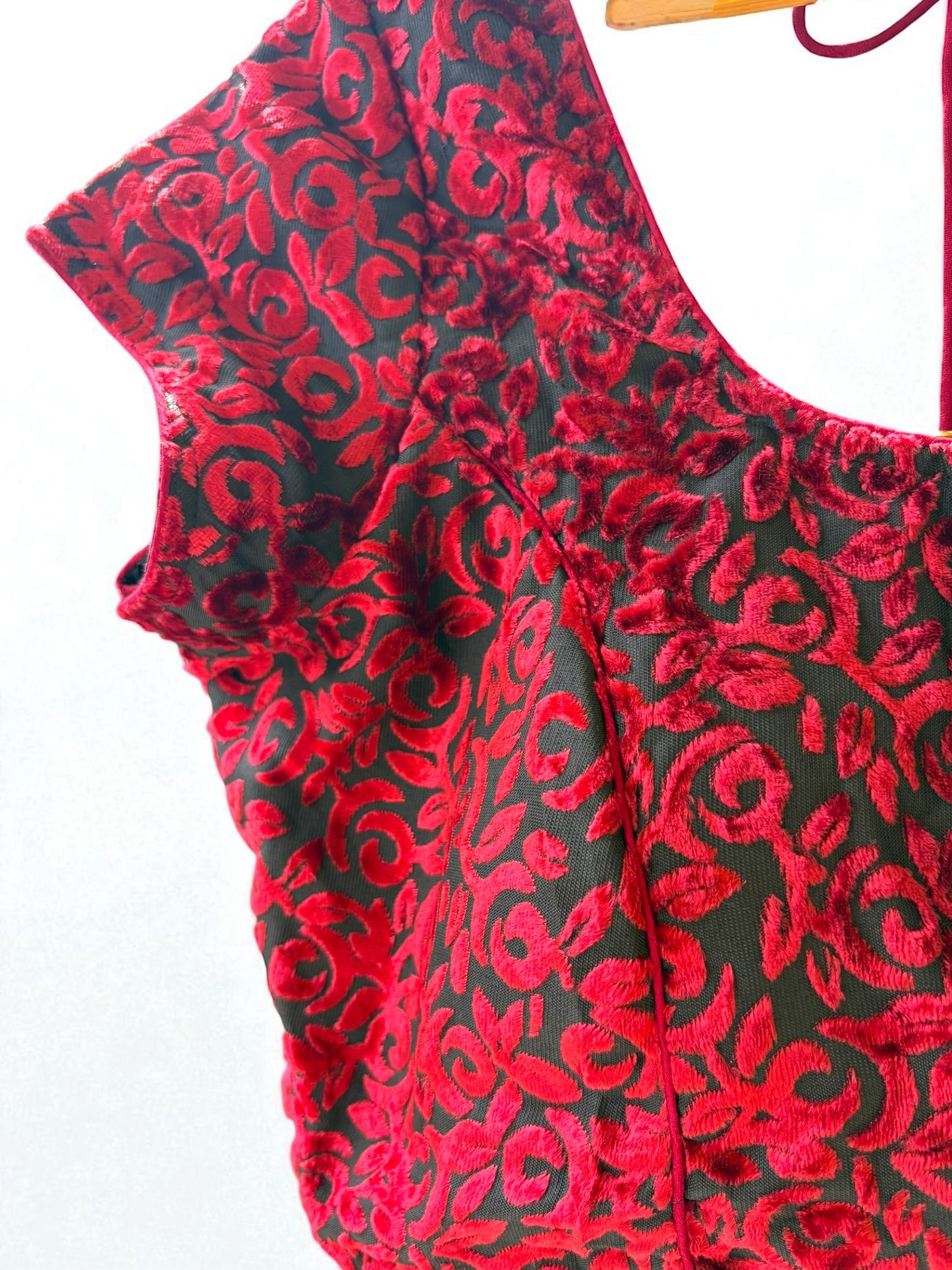 Nisha Brocade Velvet Blouse - Maroon