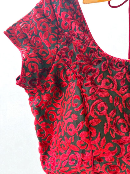 Nisha Brocade Velvet Blouse - Maroon