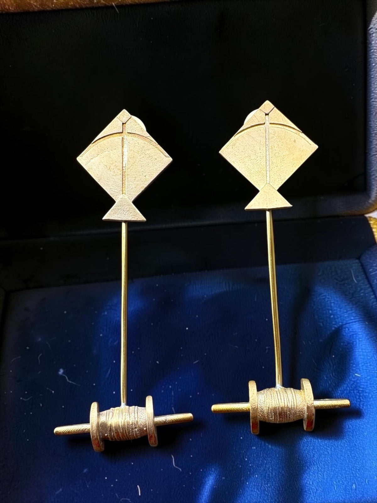 Kai Po Che Premium Sculptural Brass Dangler Earrings