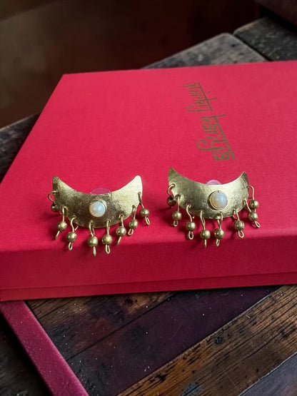 Chandni Brass Necklace Jewelry Set (2 Necklaces + 1 Earrings + 1 Ring)
