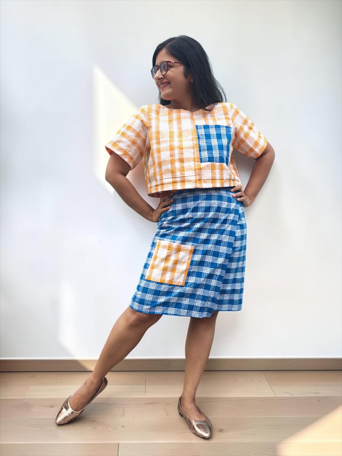 Pookie Yellow & Blue Gamchha Coords Set
