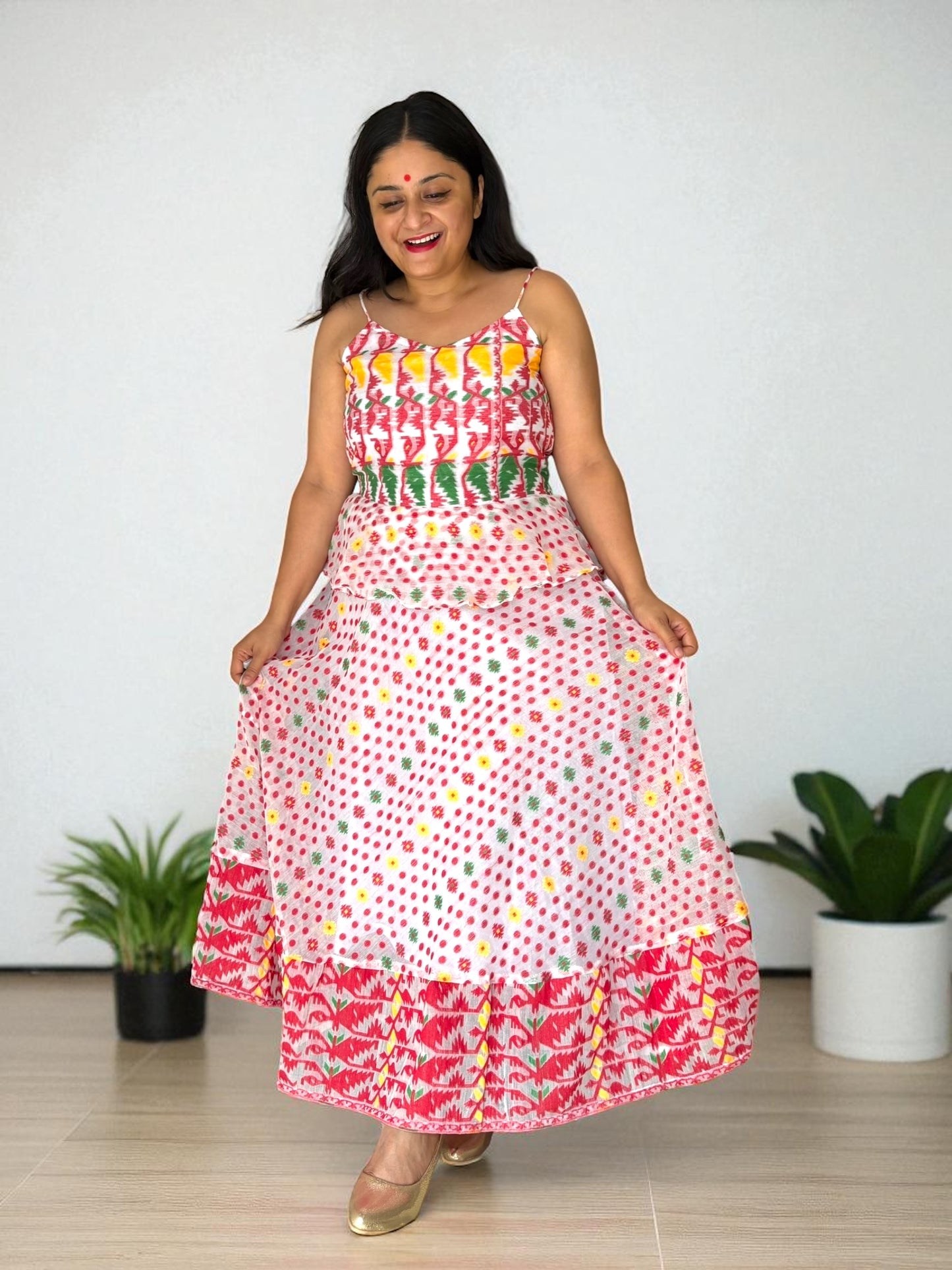 Jocelyn Jamdani Peplum Top & Skirt Coord Set