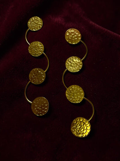 Devayana Coins Statement Brass Dangler Earrings