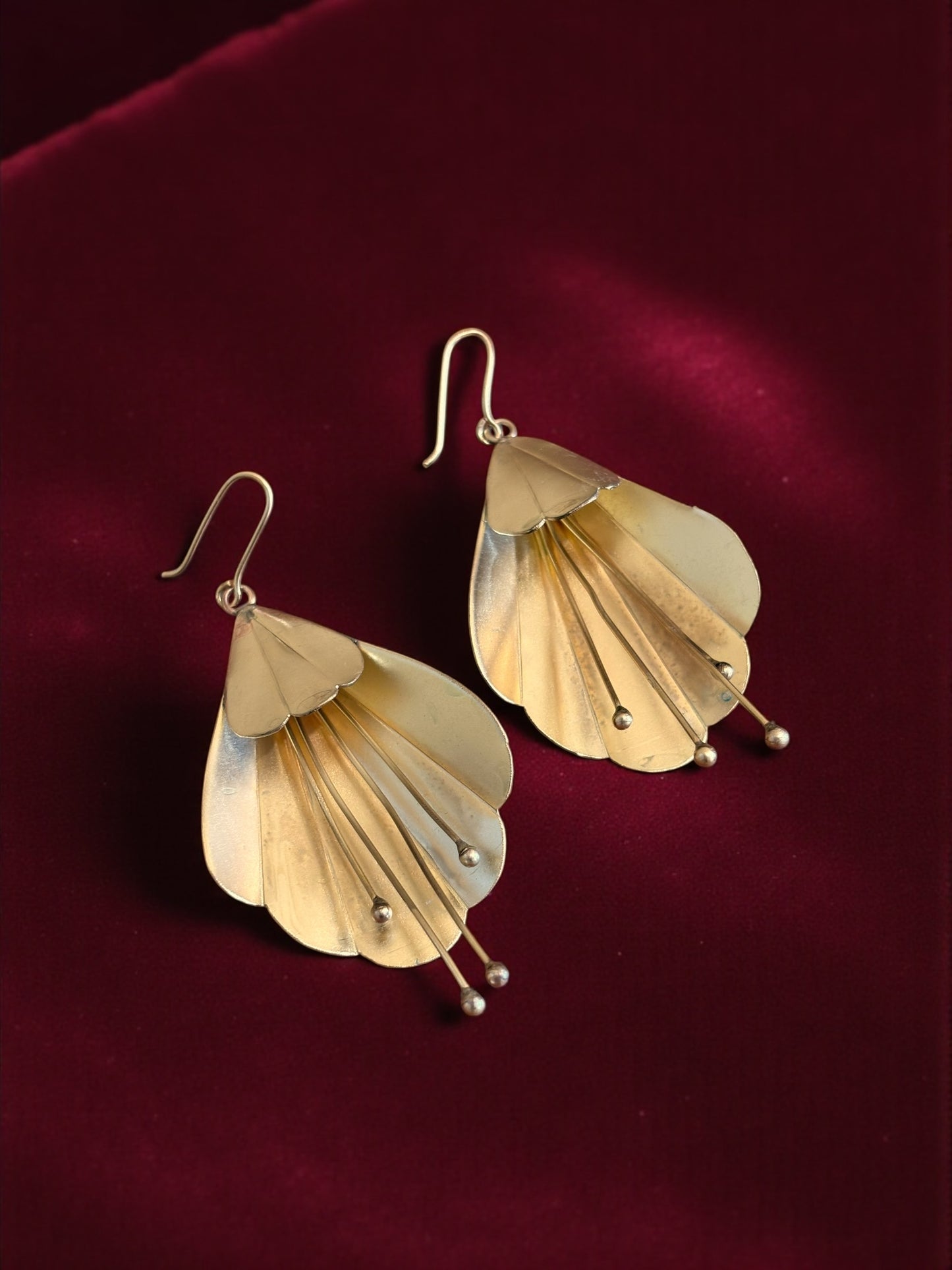 Dancing Lilies Brass Dangler Earrings