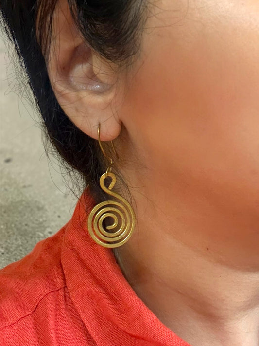 Round Spiral Brass Dangler Earrings