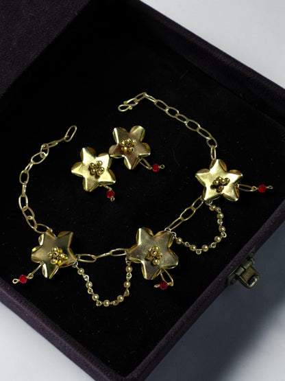 Bangaliana Brass Choker Necklace Jewelry Set (Necklace, Stud Earrings)