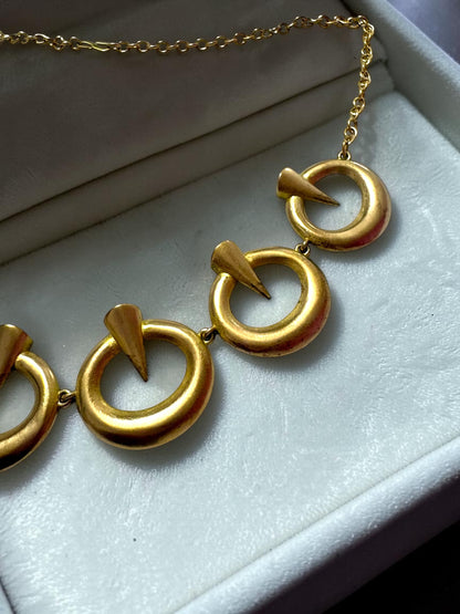 Veya Premium Sculptural Brass Necklace Jewelry Set (Necklace, Earrings)