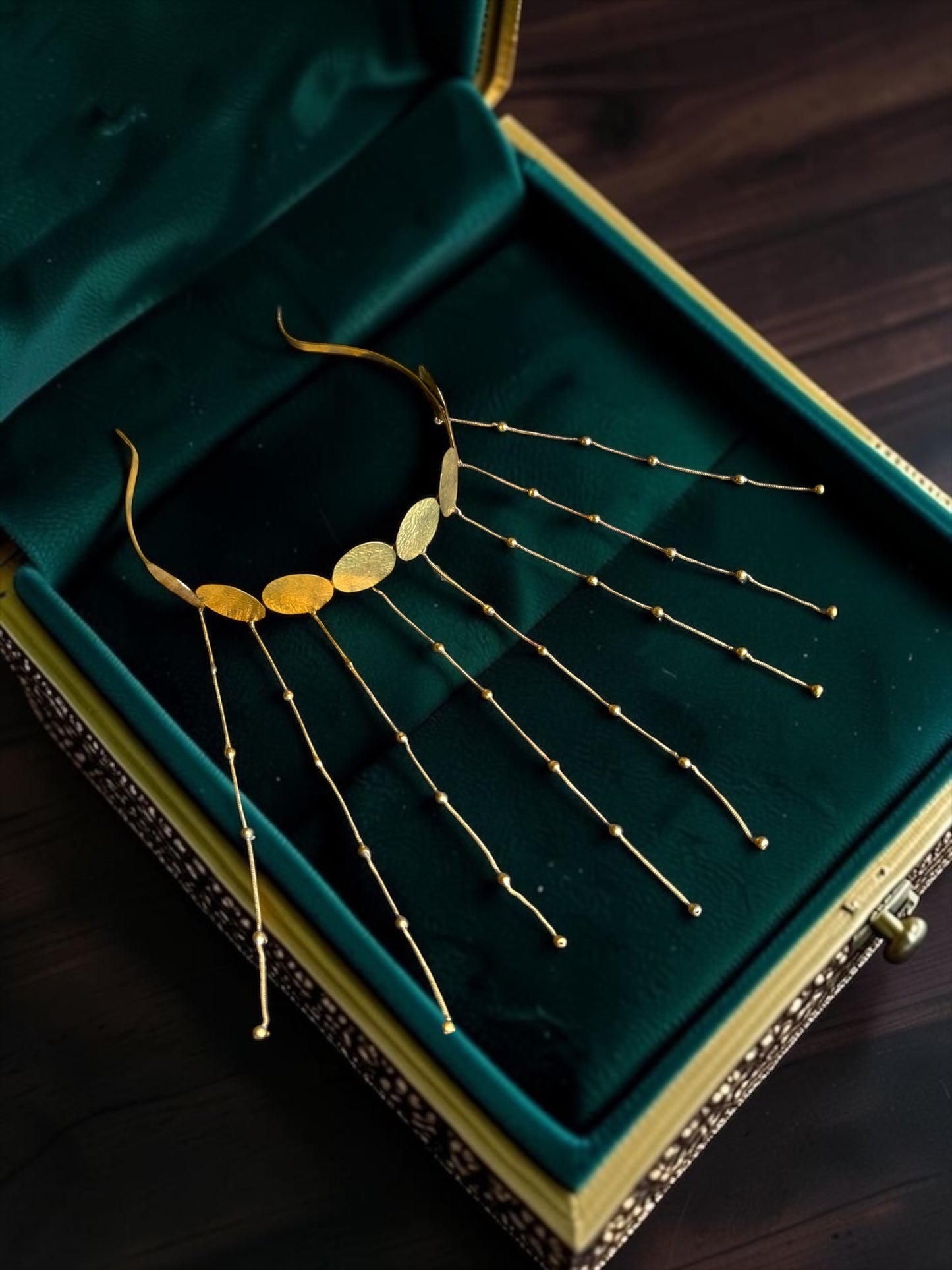 Shama Coin Chains Brass Face Accessory