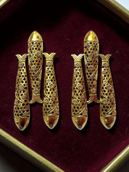 Meenmohini Premium Sculptural Brass Dangler Earrings