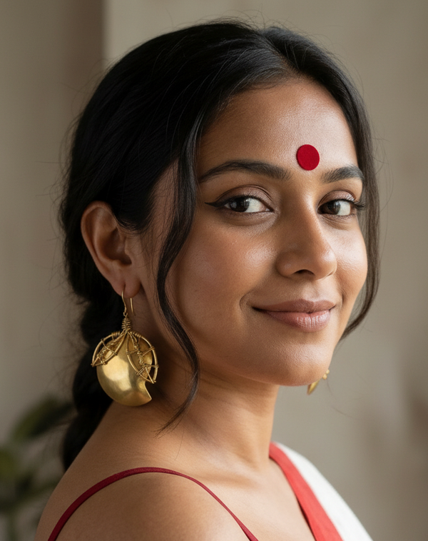 Mango Desire Brass Dangler Earrings
