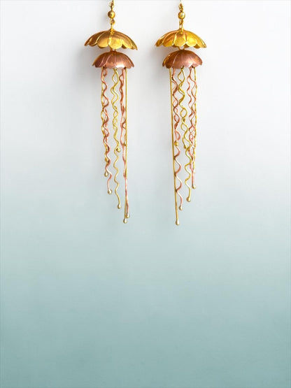 Jellyfish Copper and Brass Dangler Earrings