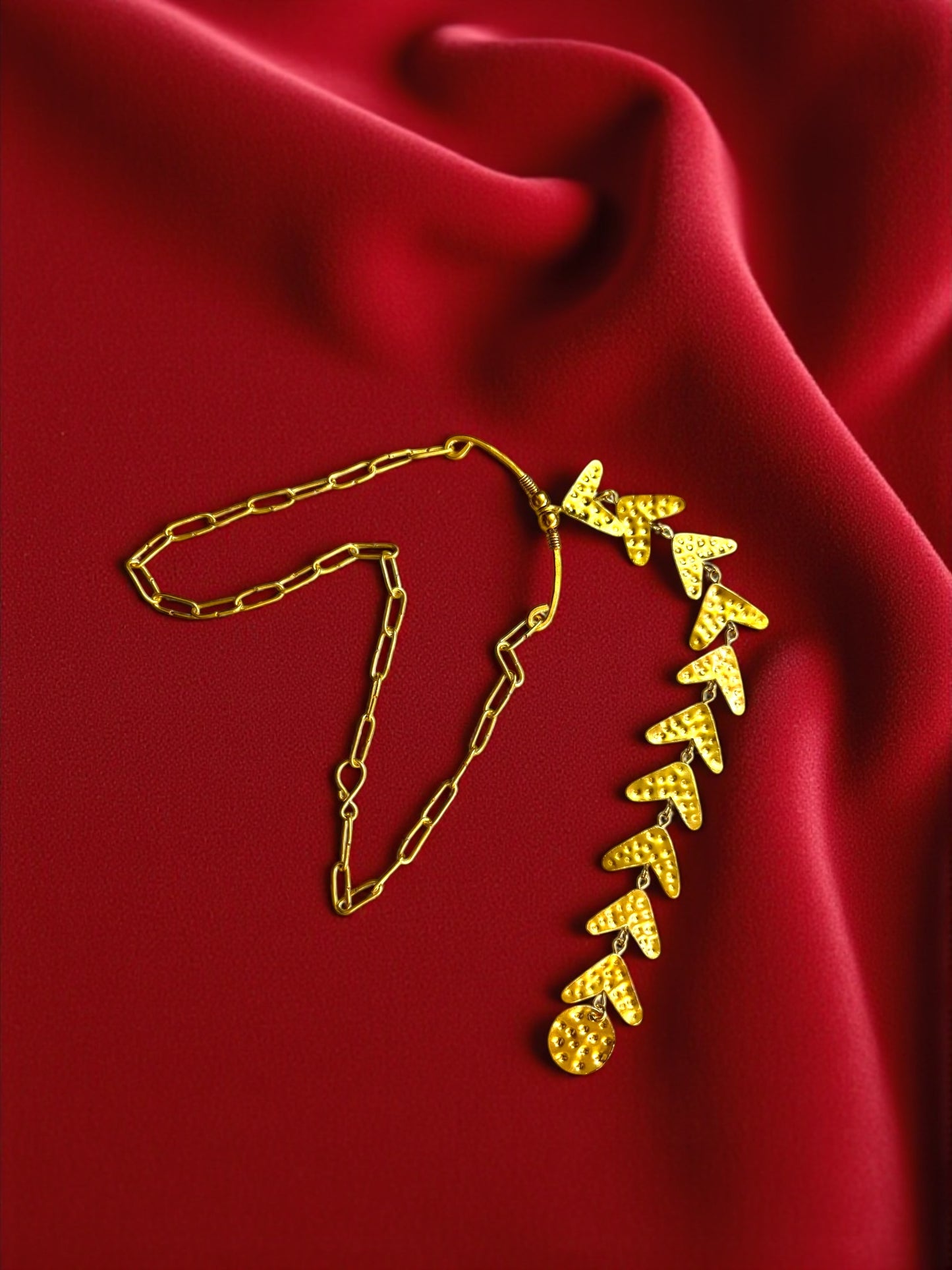 Follow the Trail Brass Long Tie Chain Pendant Necklace