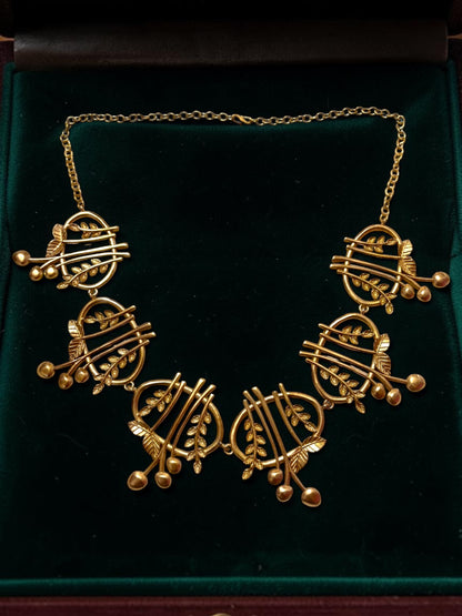 Gulistan Premium Sculptural Brass Necklace Jewelry Set (Necklace, Earrings)