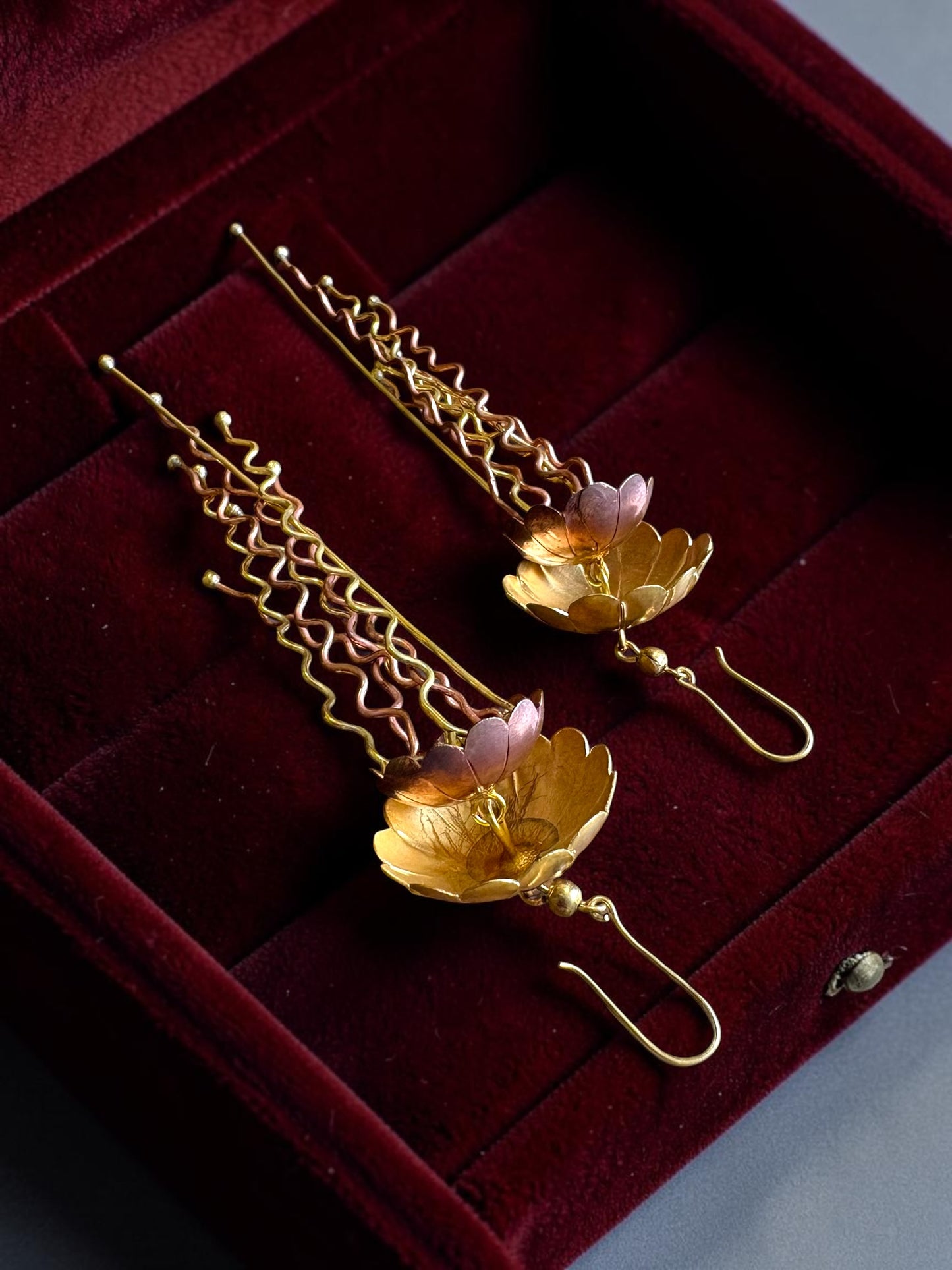 Jellyfish Copper and Brass Dangler Earrings