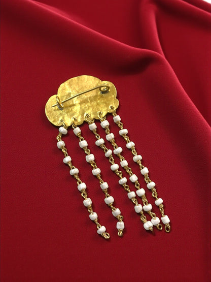 Rain Clouds Brass Brooch