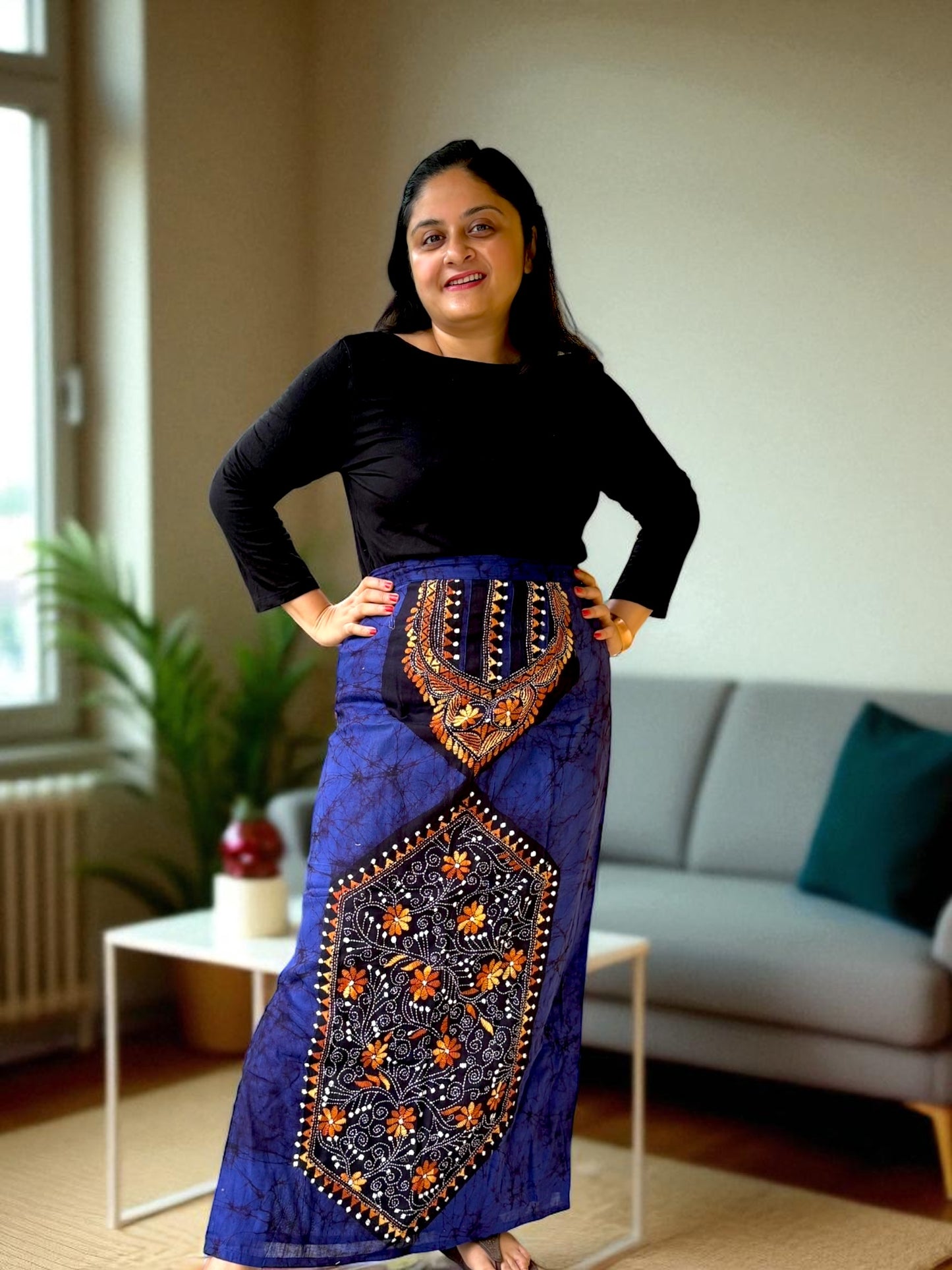 Kanthachitra Kanthastitch Cotton Long Skirt - Violet