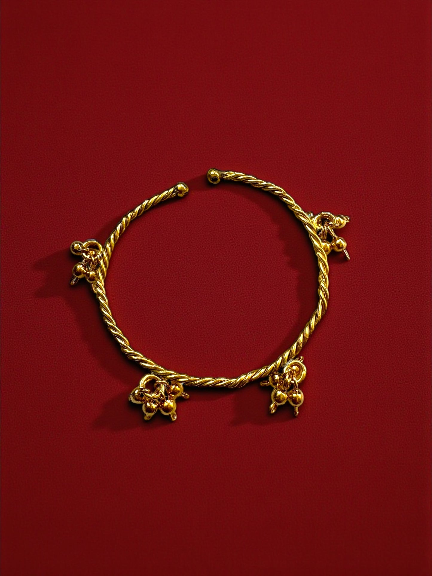 Minimalist Ghungru Beads Brass Bracelet