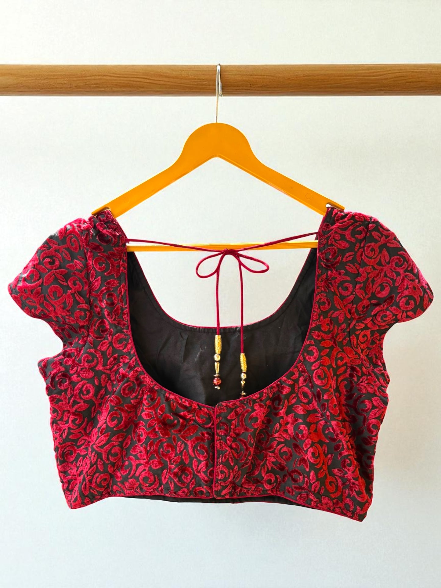 Nisha Brocade Velvet Blouse - Maroon