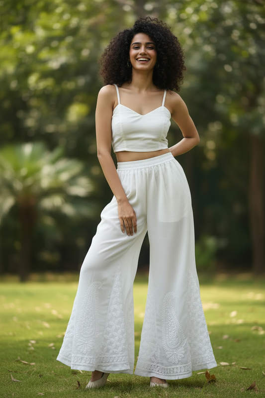 Anarkali Chikankari Georgette Palazzo Pants