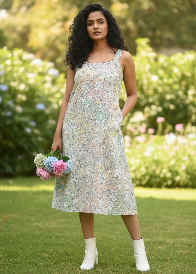 Azalea Kantha Cotton A-line Dress