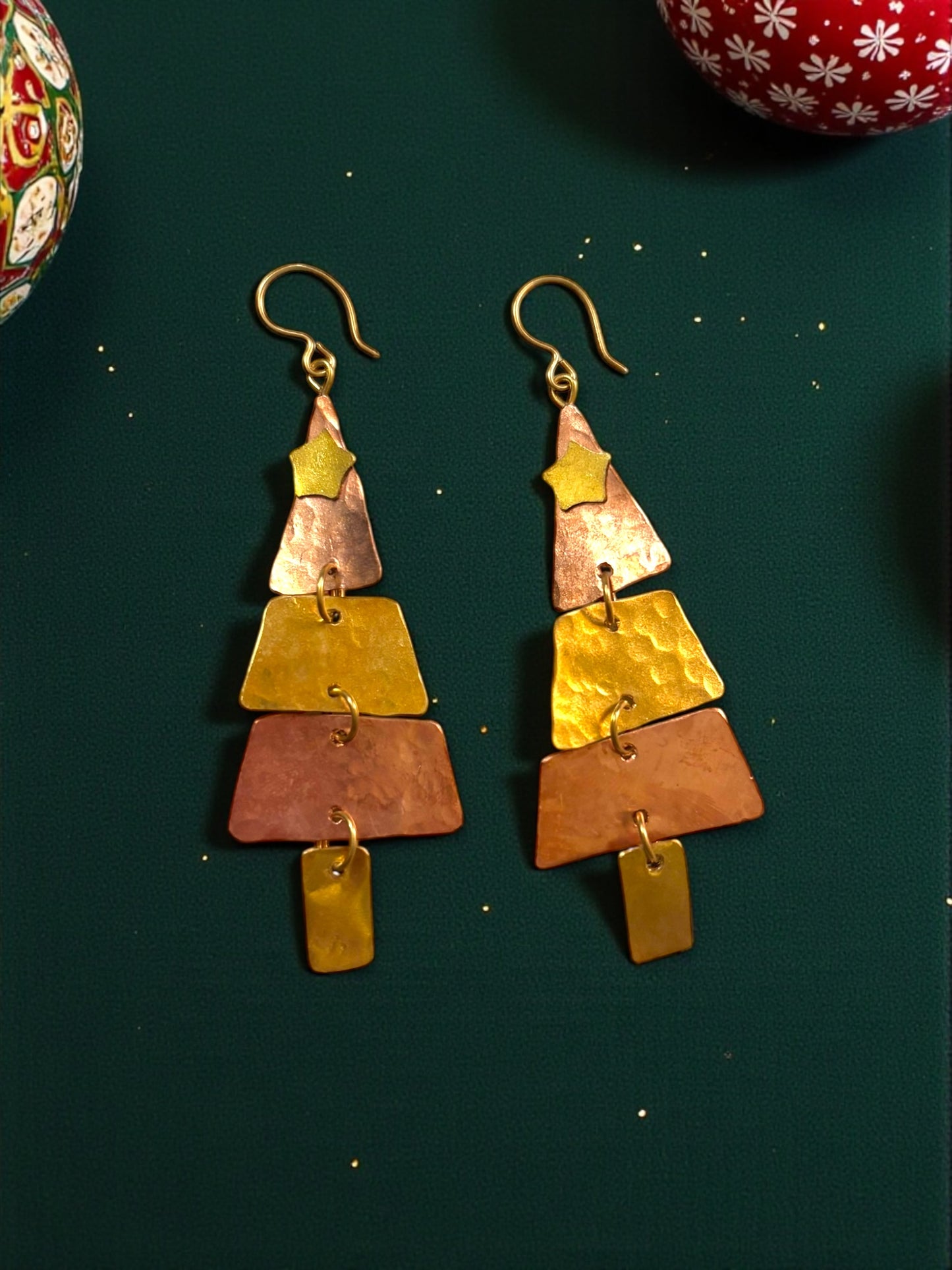 Winterfell Brass and Copper Dangler Earrings