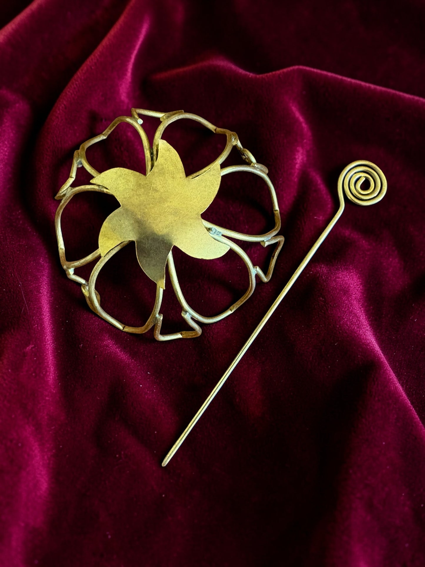 Flower Brass Bun Cage Hair Accessory