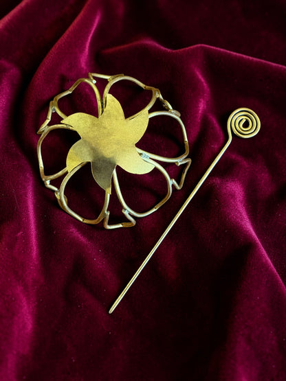 Flower Brass Bun Cage Hair Accessory