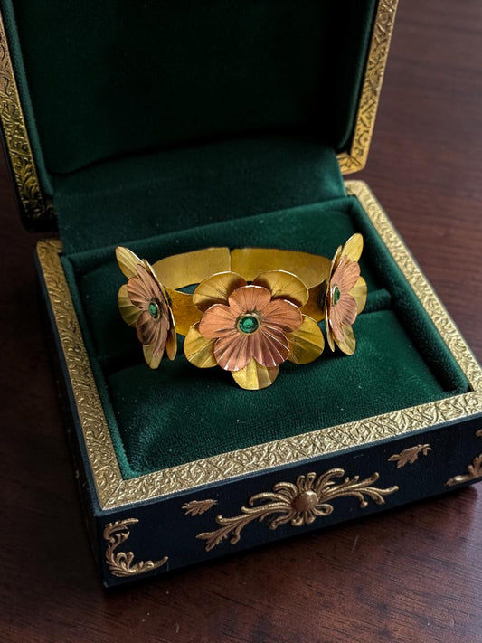 Fleurs Brass Bracelet - Green