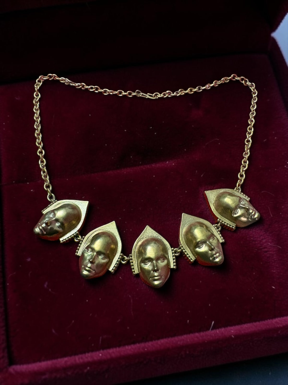 Chehra Premium Sculptural Brass Necklace Jewelry Set (Necklace, Earrings)
